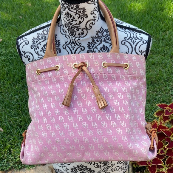 Dooney & Bourke Handbags - Dooney & Bourke Pink Canvas Bag with Leather Trim